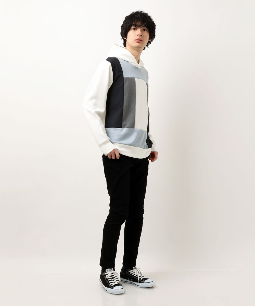 MKKCU03090 MK MICHEL KLEIN HOMME(MKミッシェルクランオム) ブロックパーカー ホワイト(90)