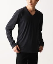 MKKDA55059 MK MICHEL KLEIN HOMME(MKミッシェルクランオム) Vネックストライプカットソー ダークグレー(93)