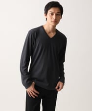 MKKDA55059 MK MICHEL KLEIN HOMME(MKミッシェルクランオム) Vネックストライプカットソー ダークグレー(93)