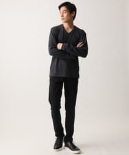 MKKDA55059 MK MICHEL KLEIN HOMME(MKミッシェルクランオム) Vネックストライプカットソー ダークグレー(93)
