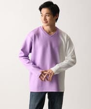 MKKDC01069 MK MICHEL KLEIN HOMME(MKミッシェルクランオム) ストライプグラデーションカットソー ラベンダー