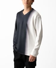 MKKDC01069 MK MICHEL KLEIN HOMME(MKミッシェルクランオム) ストライプグラデーションカットソー ダークグレー