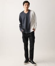MKKDC01069 MK MICHEL KLEIN HOMME(MKミッシェルクランオム) ストライプグラデーションカットソー ダークグレー