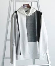 MKKDC03099 MK MICHEL KLEIN HOMME(MKミッシェルクランオム) グレンチェックブロック切替パーカー ホワイト