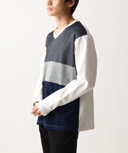 MKKDC06069 MK MICHEL KLEIN HOMME パネル切替え長袖カットソー