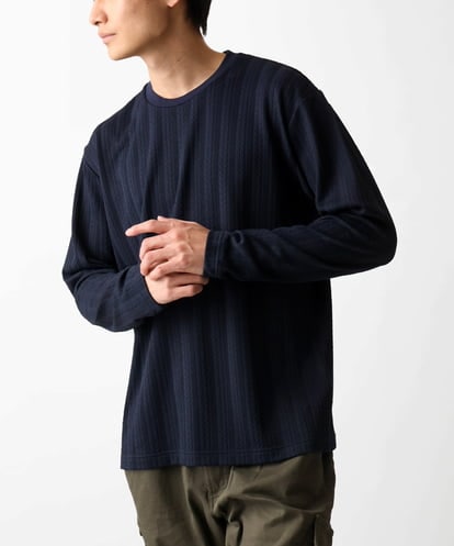 MKKDC07063 MK MICHEL KLEIN HOMME ヘリンボーン柄長袖カットソー