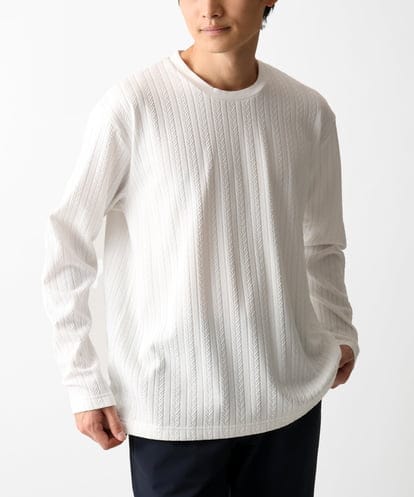 MKKDC07063 MK MICHEL KLEIN HOMME ヘリンボーン柄長袖カットソー