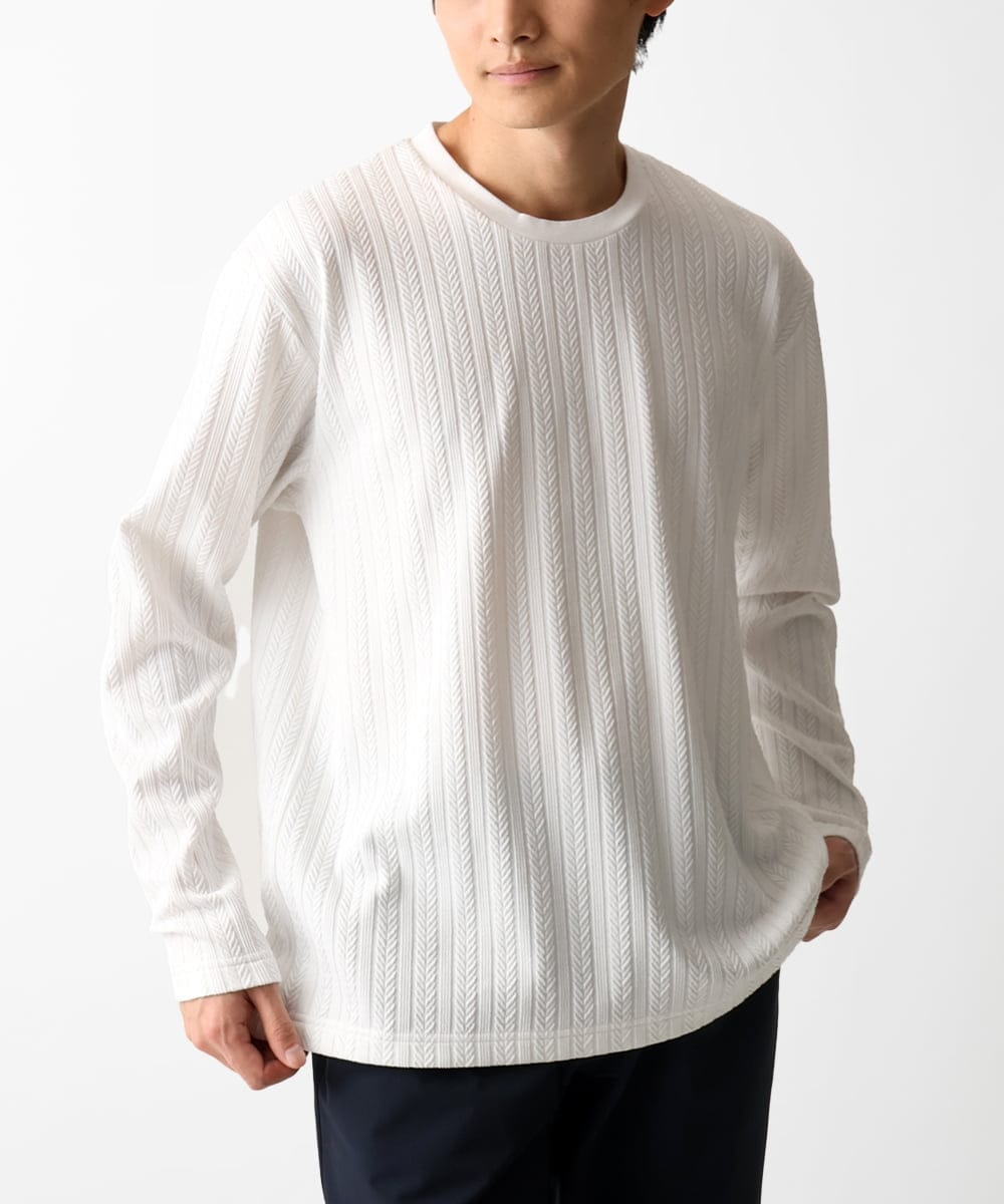 MKKDC07063 MK MICHEL KLEIN HOMME ヘリンボーン柄長袖カットソー