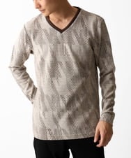 MKKDC33069 MK MICHEL KLEIN HOMME(MKミッシェルクランオム) Vネック長袖カットソー /幾何学模様 オレンジ(17)