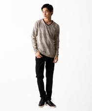 MKKDC33069 MK MICHEL KLEIN HOMME(MKミッシェルクランオム) Vネック長袖カットソー /幾何学模様 オレンジ(17)