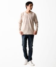 MKKDC33069 MK MICHEL KLEIN HOMME(MKミッシェルクランオム) Vネック長袖カットソー /幾何学模様 ベージュ(82)