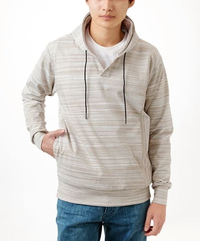 MKKDC40099 MK MICHEL KLEIN HOMME 【ラスト２！/在庫限り/洗える】 メランジジャージ  スキッパーネックパーカー