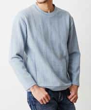 MKKDO01069 MK MICHEL KLEIN HOMME(MKミッシェルクランオム) ライトへリンボン / クルーネック ライトブルー(54)