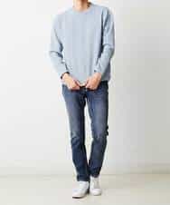 MKKDO01069 MK MICHEL KLEIN HOMME(MKミッシェルクランオム) ライトへリンボン / クルーネック ライトブルー(54)