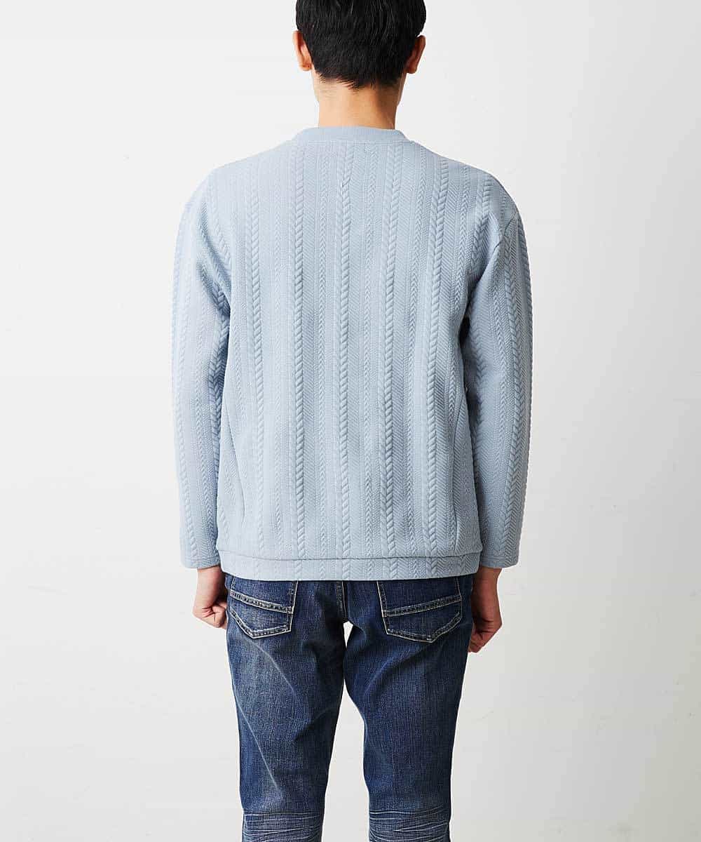 MKKDO01069 MK MICHEL KLEIN HOMME(MKミッシェルクランオム) ライトへリンボン / クルーネック ライトブルー(54)