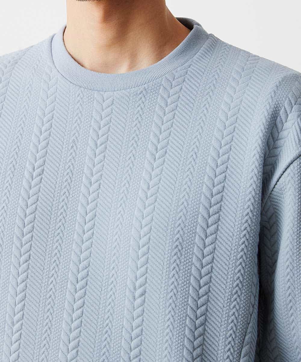 MKKDO01069 MK MICHEL KLEIN HOMME(MKミッシェルクランオム) ライトへリンボン / クルーネック ライトブルー(54)