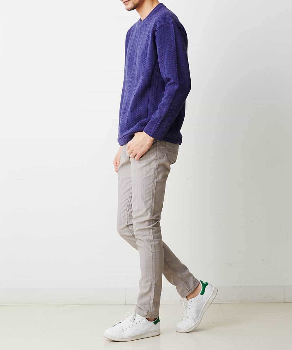 MKKDO01069 MK MICHEL KLEIN HOMME(MKミッシェルクランオム) ライトへリンボン / クルーネック ネイビー(57)