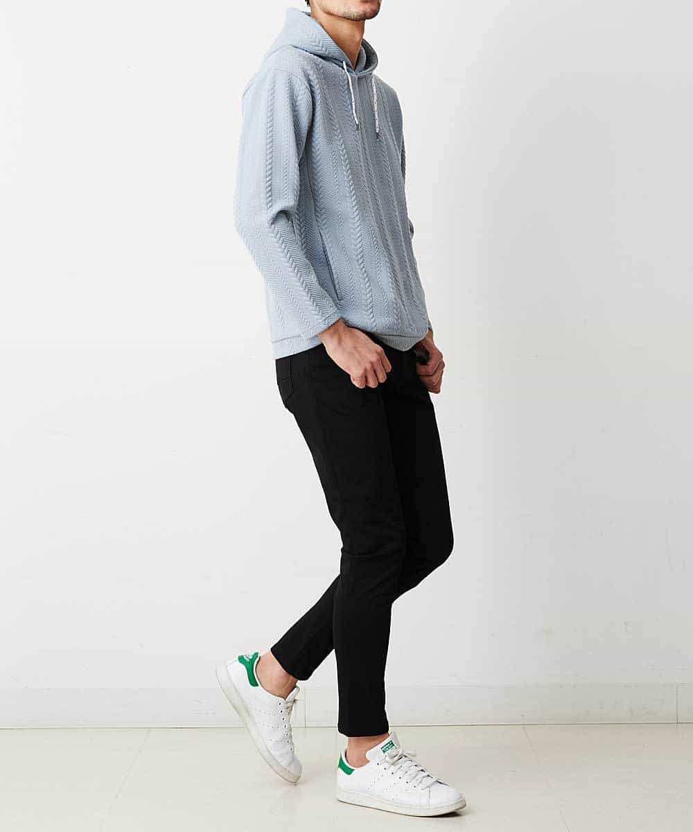 MKKDO02079 MK MICHEL KLEIN HOMME(MKミッシェルクランオム) ライトへリンボン / プルオーバーパーカー ライトブルー(54)