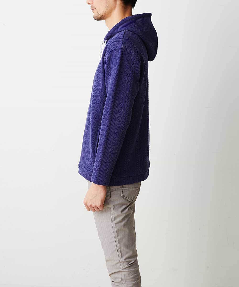 MKKDO02079 MK MICHEL KLEIN HOMME(MKミッシェルクランオム) ライトへリンボン / プルオーバーパーカー ネイビー(57)
