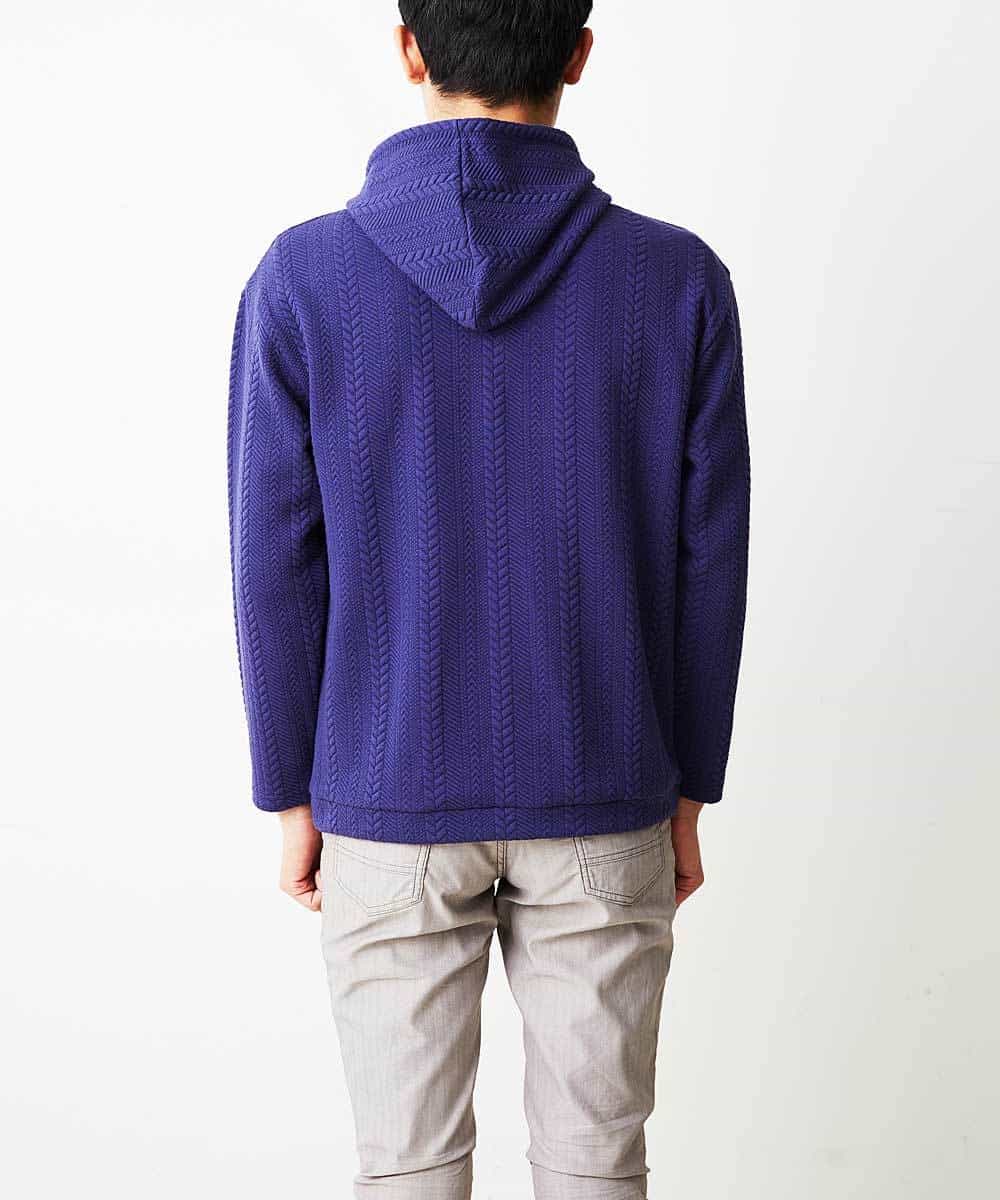 MKKDO02079 MK MICHEL KLEIN HOMME(MKミッシェルクランオム) ライトへリンボン / プルオーバーパーカー ネイビー(57)