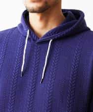 MKKDO02079 MK MICHEL KLEIN HOMME(MKミッシェルクランオム) ライトへリンボン / プルオーバーパーカー ネイビー(57)