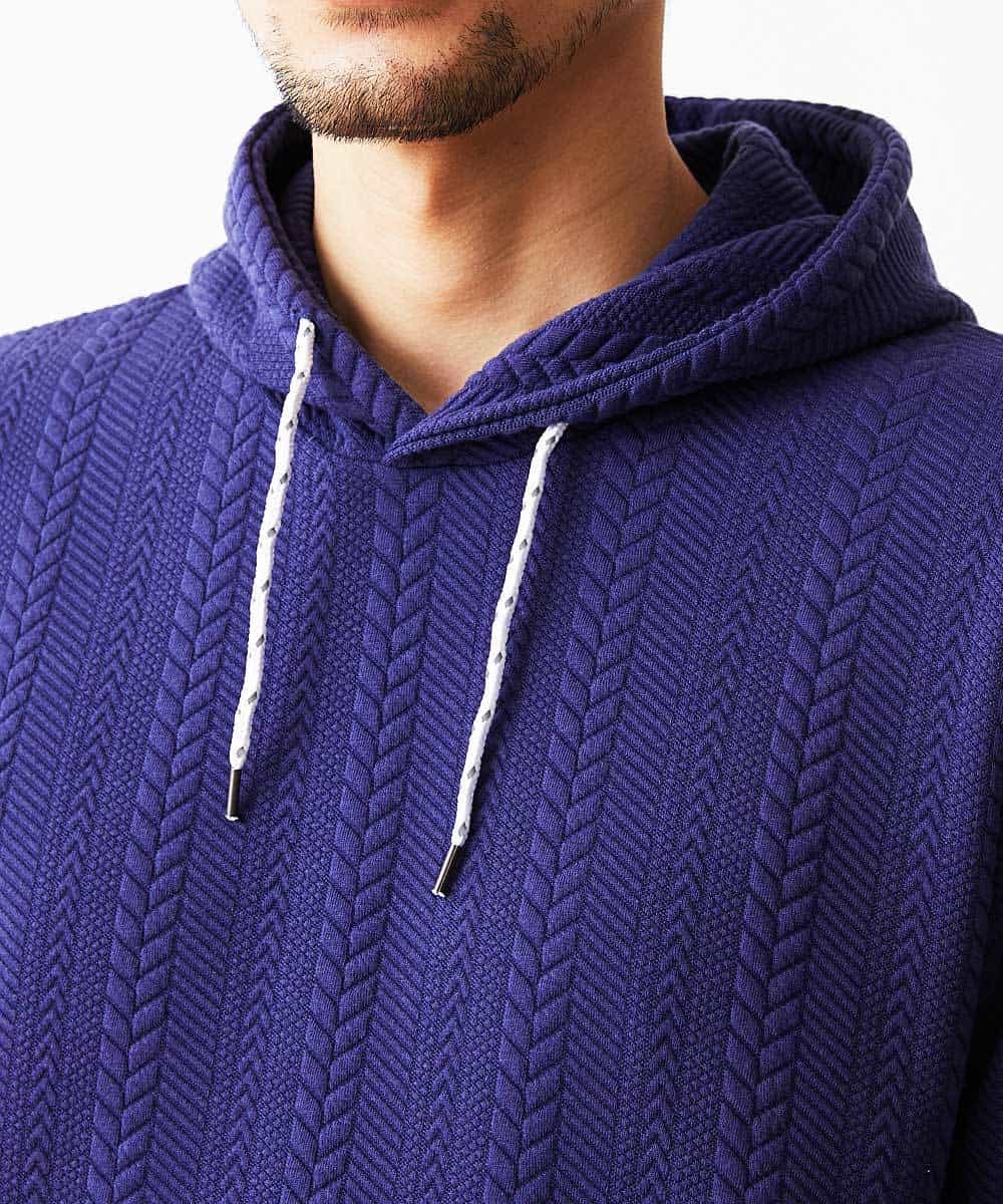 MKKDO02079 MK MICHEL KLEIN HOMME(MKミッシェルクランオム) ライトへリンボン / プルオーバーパーカー ネイビー(57)