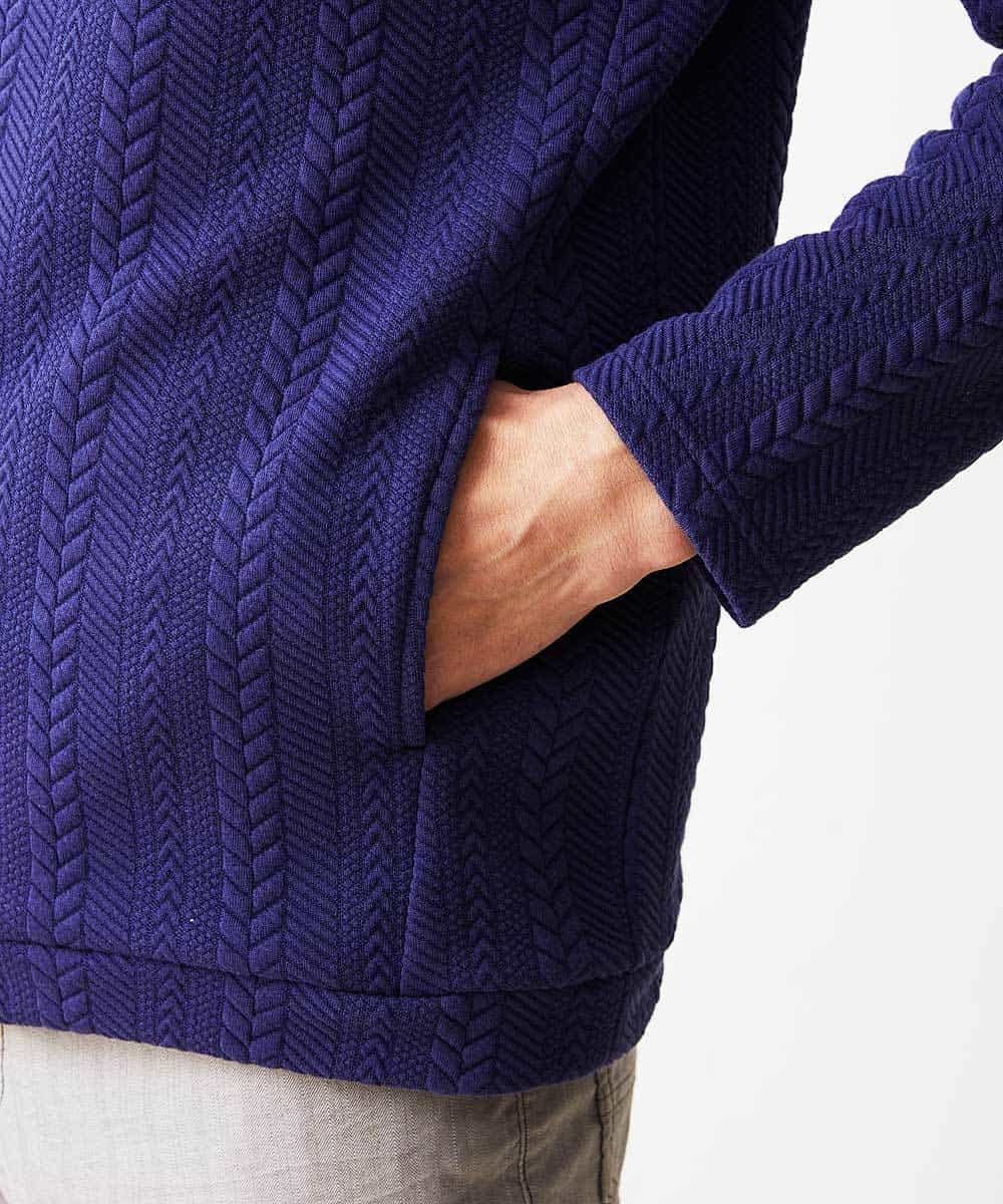 MKKDO02079 MK MICHEL KLEIN HOMME(MKミッシェルクランオム) ライトへリンボン / プルオーバーパーカー ネイビー(57)