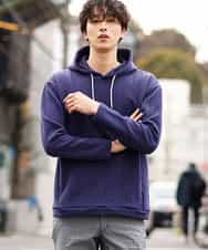 MKKDO02079 MK MICHEL KLEIN HOMME(MKミッシェルクランオム) ライトへリンボン / プルオーバーパーカー ネイビー(57)