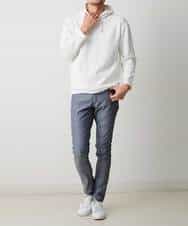 MKKDO02079 MK MICHEL KLEIN HOMME(MKミッシェルクランオム) ライトへリンボン / プルオーバーパーカー ホワイト(90)
