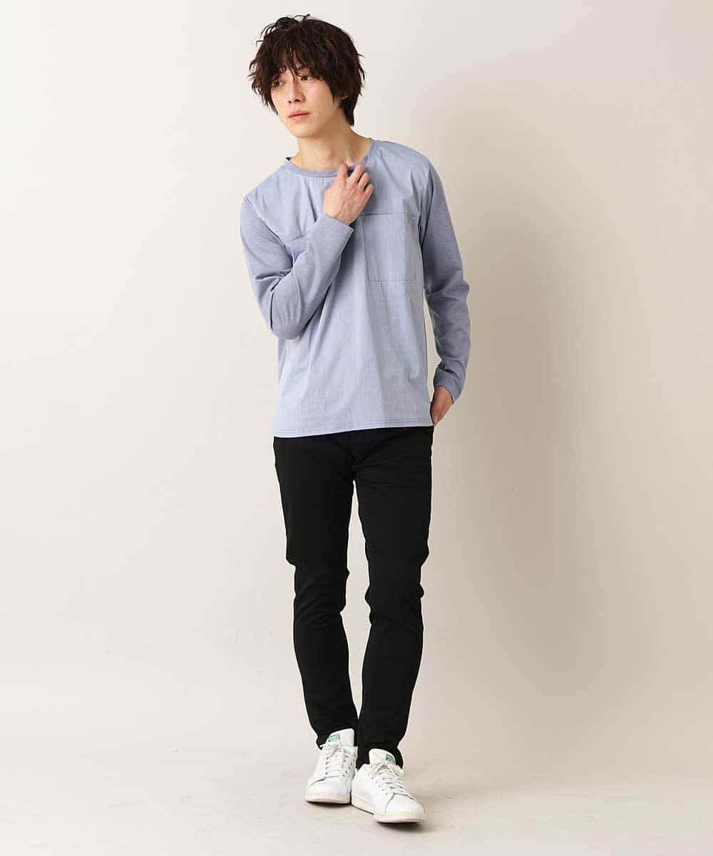 MKKDO16059 MK MICHEL KLEIN HOMME(MKミッシェルクランオム) 【ワンマイルセットアップ企画】カットソー / TRWフェイス ライトブルー(50)