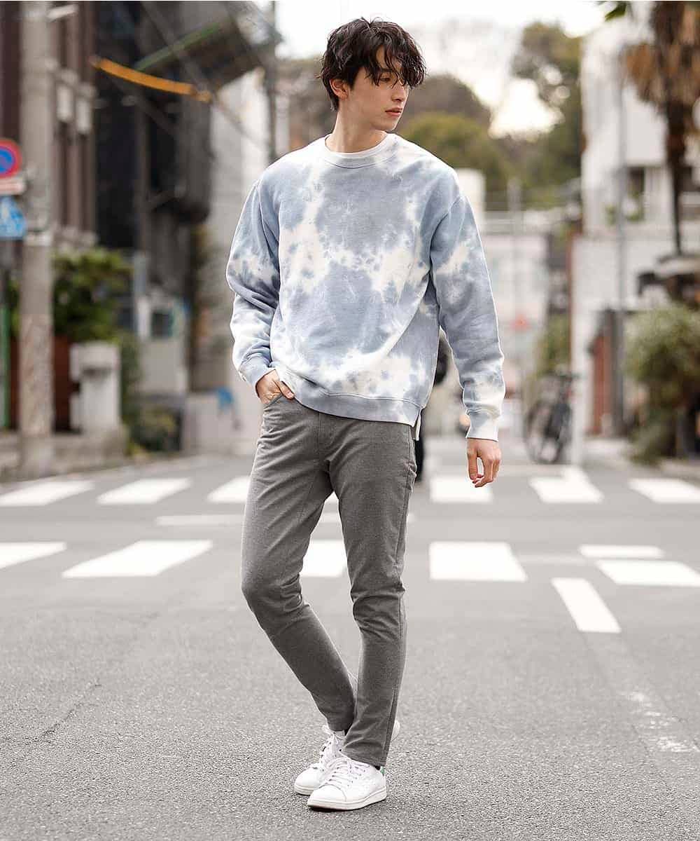 MKKDO17069 MK MICHEL KLEIN HOMME(MKミッシェルクランオム) タイダイクルーネック ライトブルー(50)