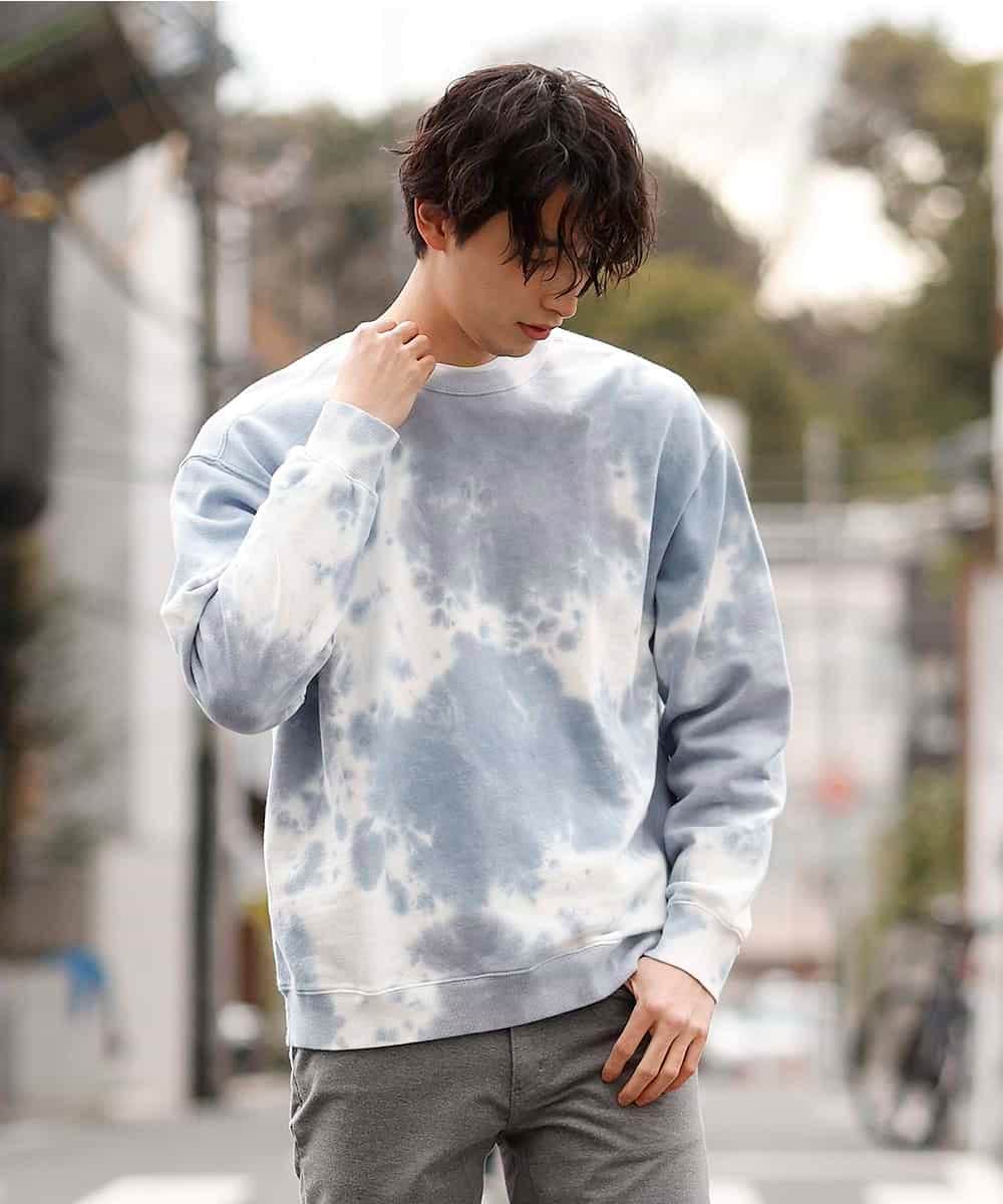 MKKDO17069 MK MICHEL KLEIN HOMME(MKミッシェルクランオム) タイダイクルーネック ライトブルー(50)