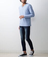 MKKDU01063 MK MICHEL KLEIN HOMME(MKミッシェルクランオム) へリンボンカットソー ライトブルー(50)