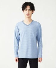 MKKDU01063 MK MICHEL KLEIN HOMME(MKミッシェルクランオム) へリンボンカットソー ライトブルー(50)