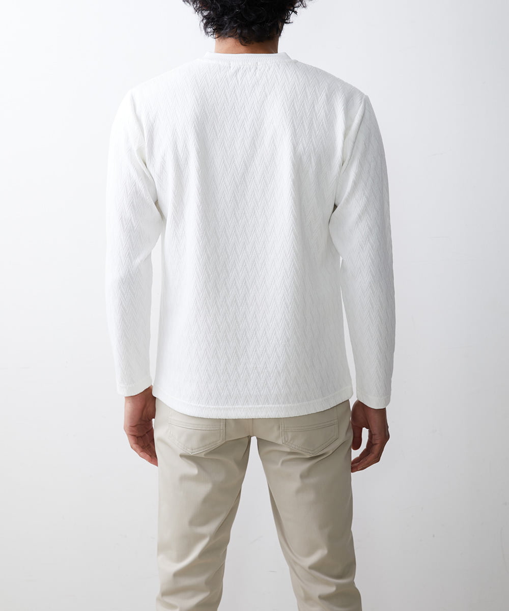 MKKDU01063 MK MICHEL KLEIN HOMME(MKミッシェルクランオム) へリンボンカットソー ホワイト(90)