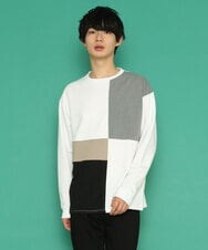 MKKDU80085 MK MICHEL KLEIN HOMME(MKミッシェルクランオム) ブロックカットソー ホワイト(90)