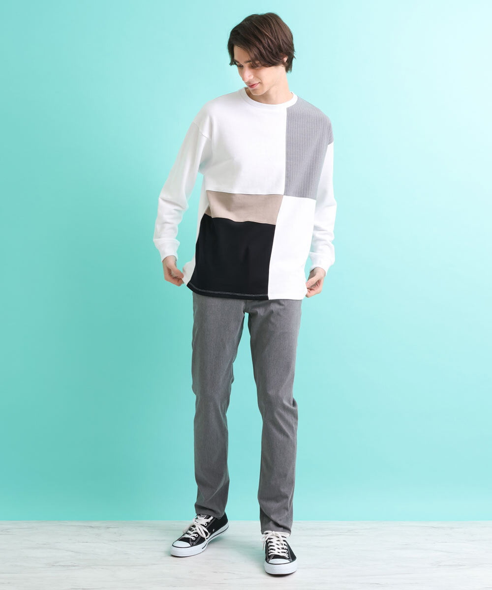 MKKDU80085 MK MICHEL KLEIN HOMME(MKミッシェルクランオム) ブロックカットソー ホワイト(90)