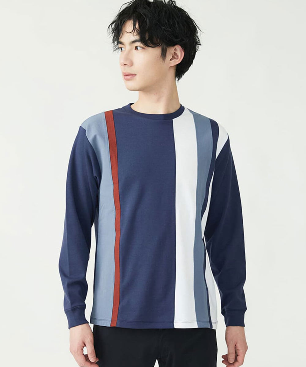 MKKDU81059 MK MICHEL KLEIN HOMME(MKミッシェルクランオム) ストライプ柄カットソー ネイビー(57)