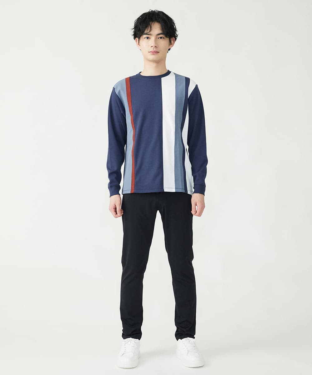 MKKDU81059 MK MICHEL KLEIN HOMME(MKミッシェルクランオム) ストライプ柄カットソー ネイビー(57)