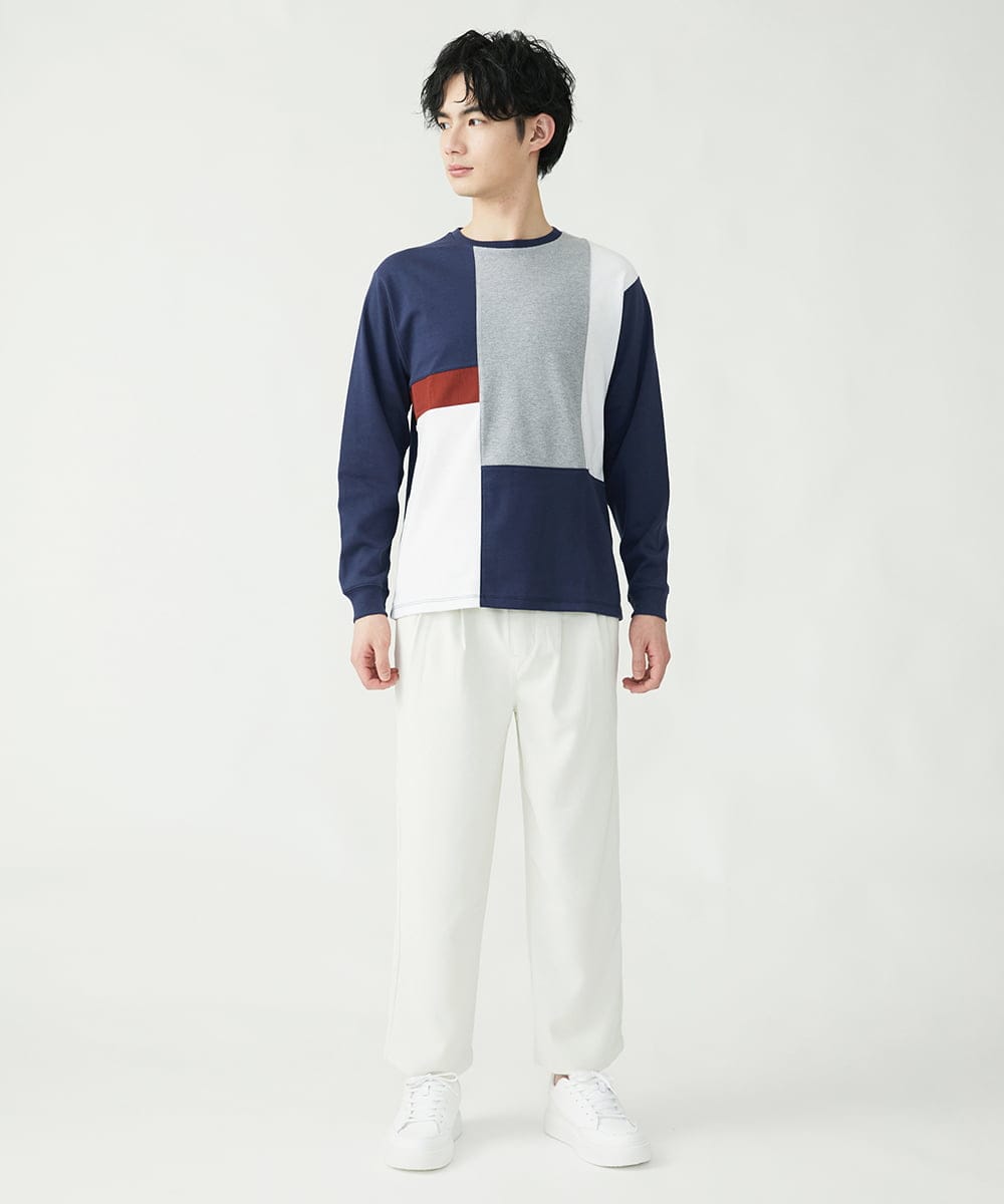 MKKDU82059 MK MICHEL KLEIN HOMME(MKミッシェルクランオム) ブロック柄カットソー ネイビー(57)