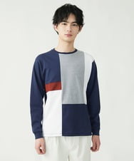 MKKDU82059 MK MICHEL KLEIN HOMME(MKミッシェルクランオム) ブロック柄カットソー ネイビー(57)