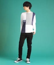 MKKDU82059 MK MICHEL KLEIN HOMME(MKミッシェルクランオム) ブロック柄カットソー ホワイト(90)