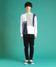 MKKDU82059 MK MICHEL KLEIN HOMME(MKミッシェルクランオム) ブロック柄カットソー ホワイト(90)