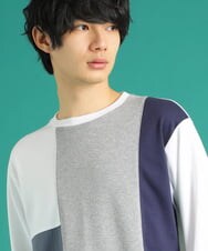 MKKDU82059 MK MICHEL KLEIN HOMME(MKミッシェルクランオム) ブロック柄カットソー ホワイト(90)