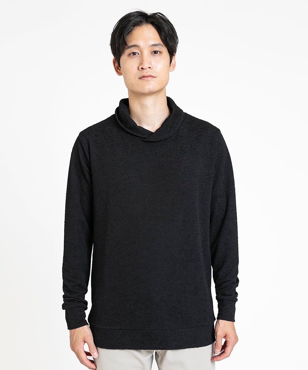 MKKDX02090 MK MICHEL KLEIN HOMME(MKミッシェルクランオム) ショールカラーネックカットソー ブラック(94)
