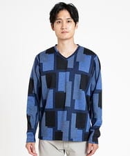 MKKDX10079 MK MICHEL KLEIN HOMME(MKミッシェルクランオム) ブロックカットソー ネイビー(57)