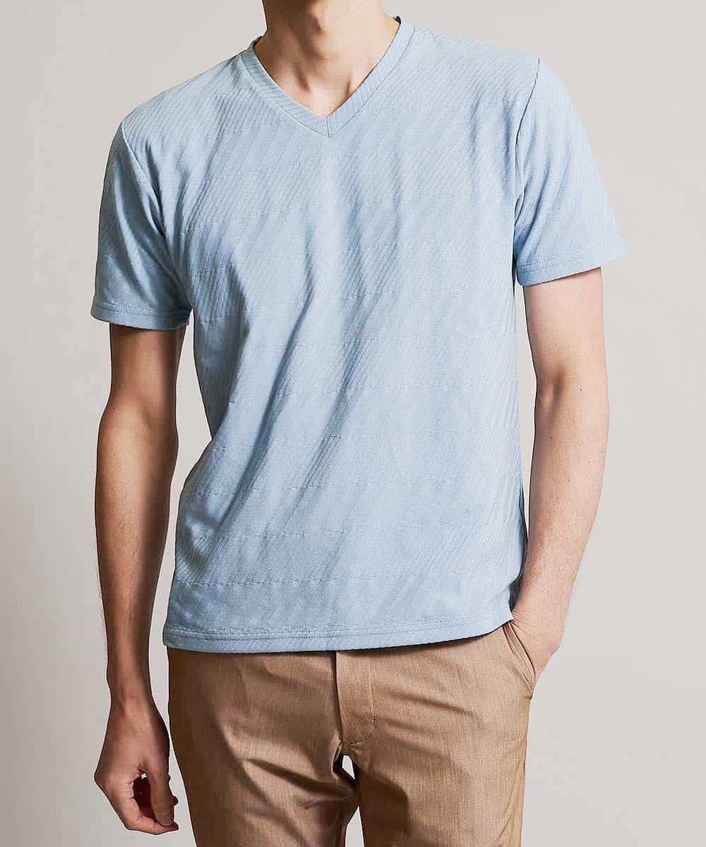 MKKFJ79045 MK MICHEL KLEIN HOMME(MKミッシェルクランオム) カットソー／シャドーバイヤス ライトブルー