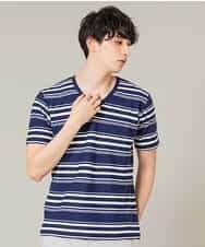 MKKFJ80059 MK MICHEL KLEIN HOMME(MKミッシェルクランオム) カットソー／タックルランダムBD ネイビー