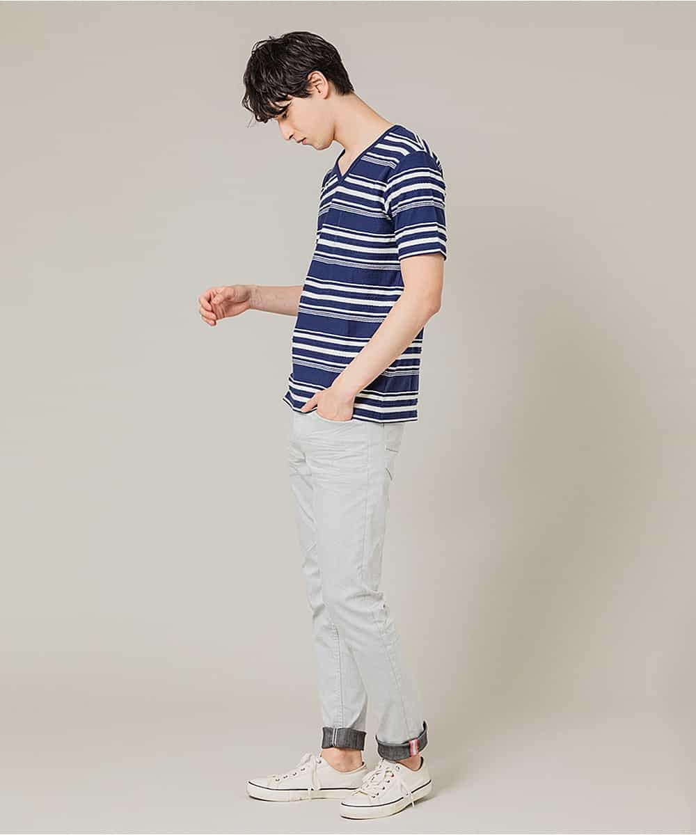 MKKFJ80059 MK MICHEL KLEIN HOMME(MKミッシェルクランオム) カットソー／タックルランダムBD ネイビー
