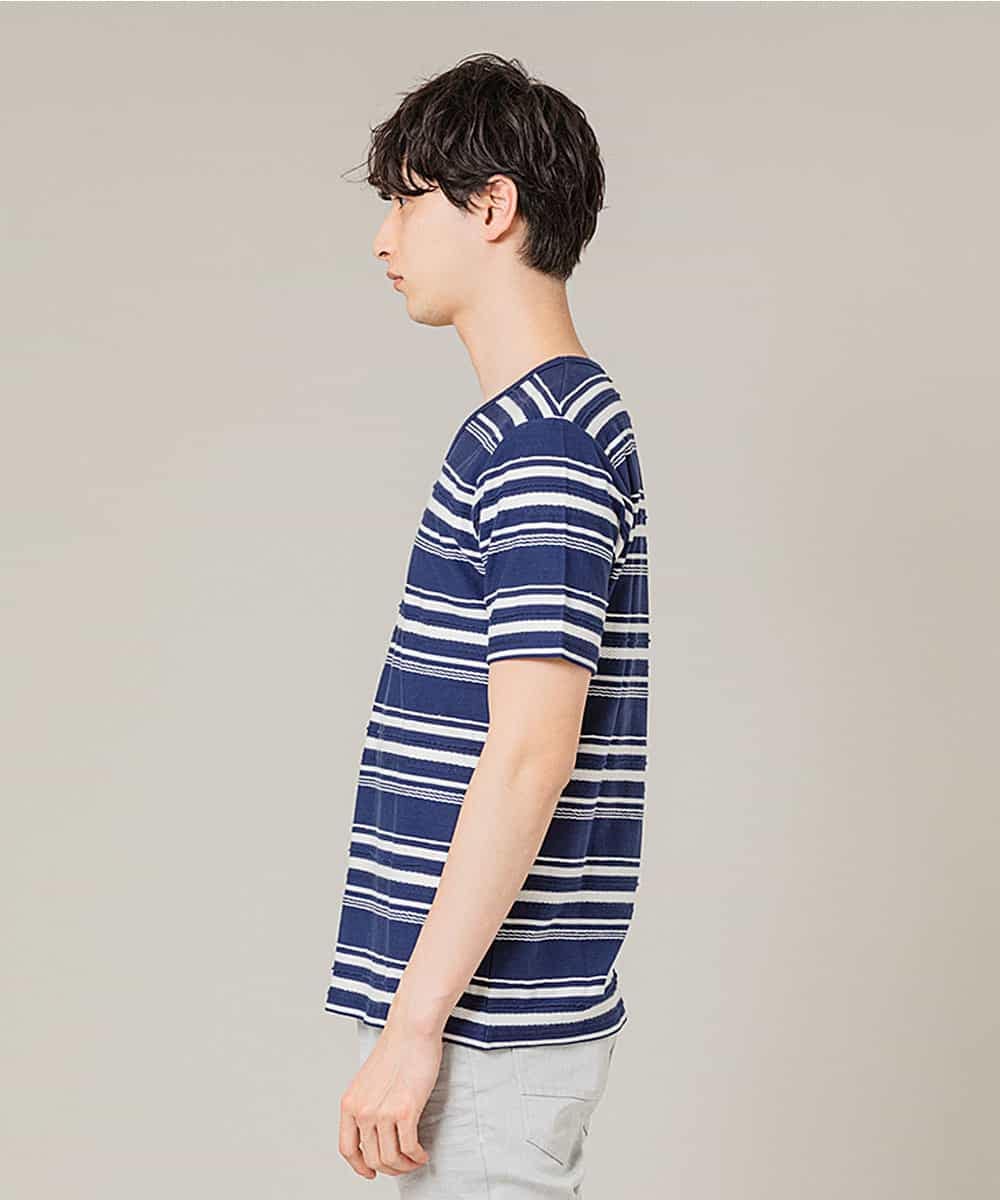MKKFJ80059 MK MICHEL KLEIN HOMME(MKミッシェルクランオム) カットソー／タックルランダムBD ネイビー
